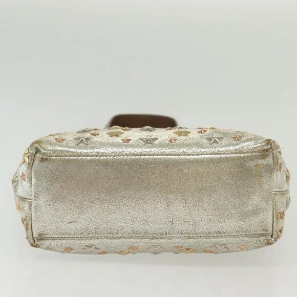 Jimmy Choo Studs Tote Bag Leather Champagne Gold Auth bs28966 - Picture 5 of 16